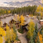 Aerial view of a luxury villa surrounded by autumn trees in Beaver Creek, Colorado.